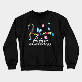 Autism Awareness Ribbon Butterfly Gift Crewneck Sweatshirt